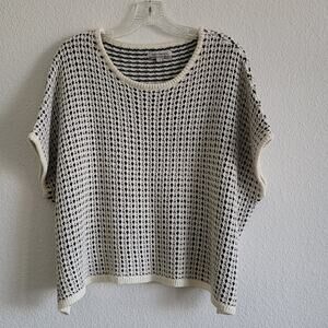 WORLD MARKET Sweater Oversized Knit Boxy Pullover Poncho One Size Navy & White
